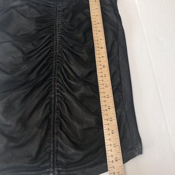 Y2K Top Womens Medium Mesh Ruched Fairy Grunge Goth Whimsigoth Witchy Rave Club - Picture 7 of 10